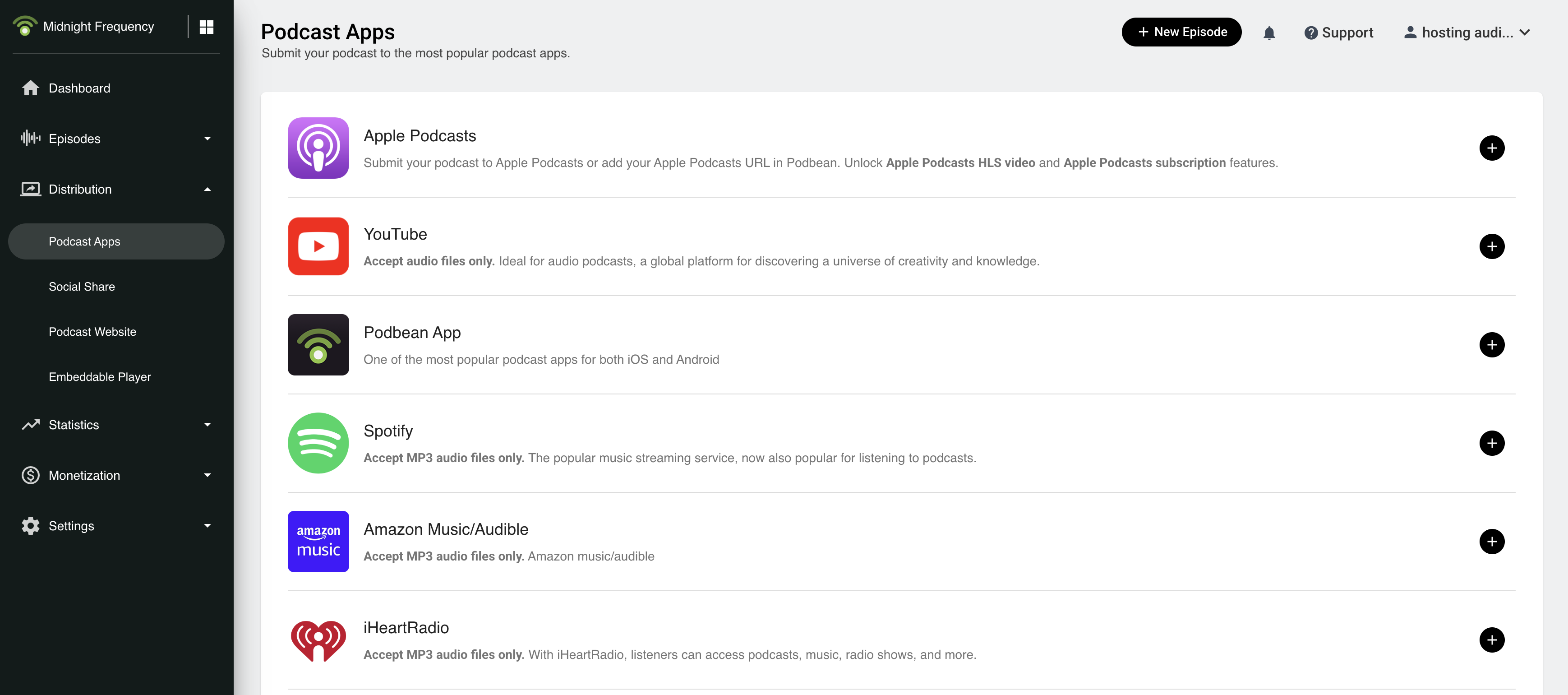 Podbean's one-click distribution to podcast apps