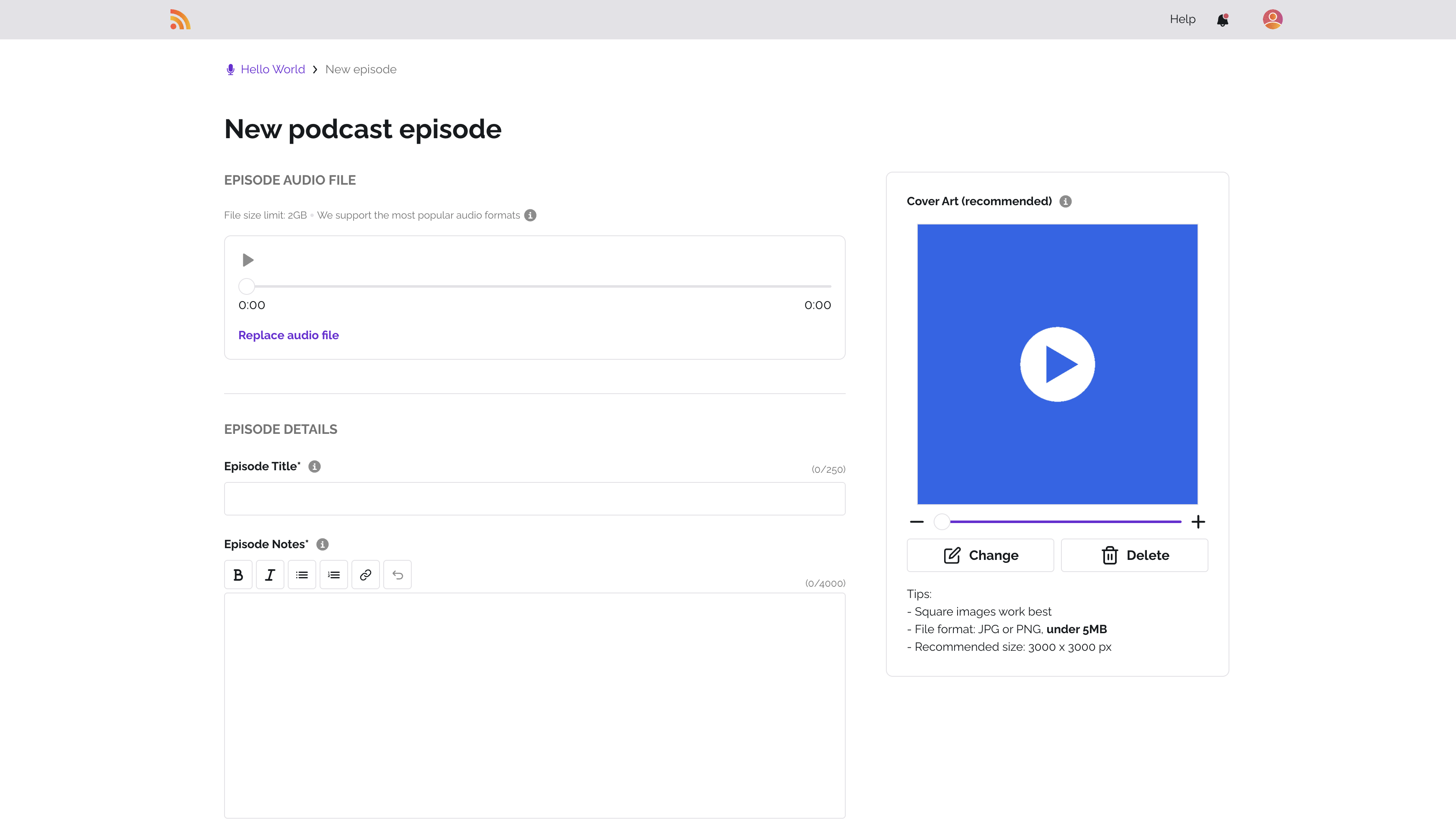 Publishing a new episode on RSS.com